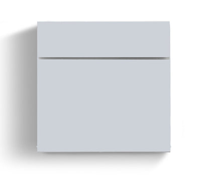Radius Briefkasten Letterman 6 in Silber (RAL 9006) mit glatter, pulverbeschichteter Oberfläche, rechteckiger Form und integriertem Zeitungsfach. Der Briefkasten hat ein modernes Design und ist wetterbeständig, ideal für den Außenbereich.