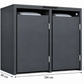 2er Mülltonnenbox Anthrazit mit schwarzem Griff – Maße 134 × 80 × 122,2 cm