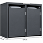 2er Mülltonnenbox Anthrazit mit silbernem Griff – Maße 134 × 80 × 122,2 cm