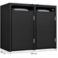 2er Mülltonnenbox Schwarz – Maßzeichnung: Breite 134 cm, Tiefe 80 cm, Höhe 122,2 cm